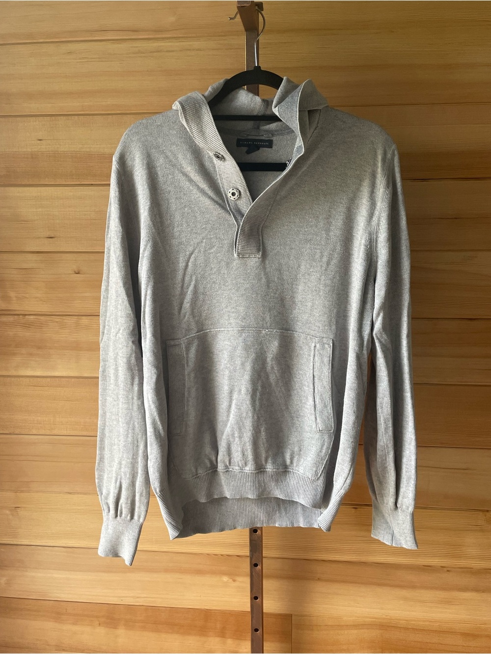 Banana Republic Men’s Light Gray Hooded Knit Hoodie Large